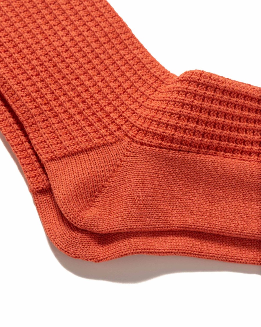 Wholesale Cotton Waffle Crew Socks L.Orange Accessories