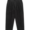 Clearance High Twisted Washer Cotton Serge Wide Tapered Pants Black Bottoms