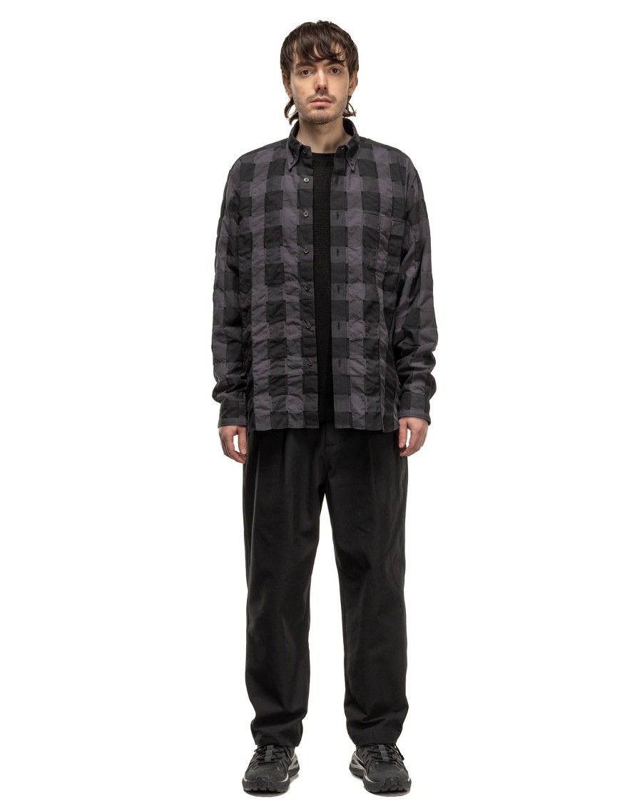 Clearance High Twisted Washer Cotton Serge Wide Tapered Pants Black Bottoms