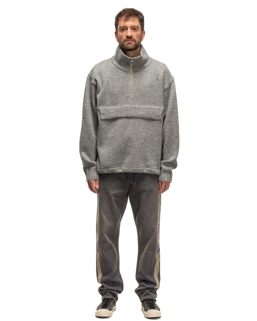 Online 5G Shetland Wool Half Zip Anorak Grey Knits